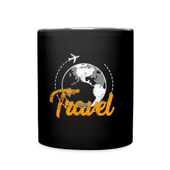 Reisender Globus Travel - Tasse einfarbig - Schwarz - Vorne