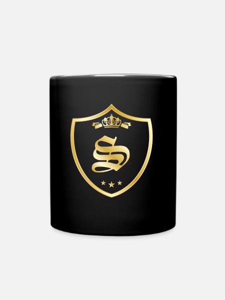 s buchstabe wappen gold - Tasse einfarbig - Schwarz