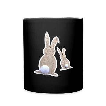 Lapins de Pâques par derrière - Mug uni - noir - Devant