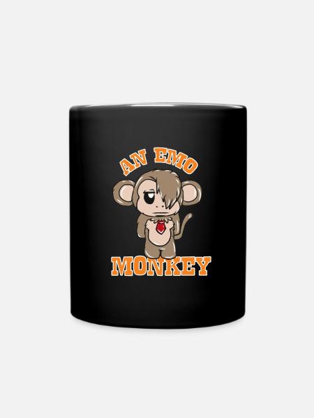 Affe Emo - Tasse einfarbig - Schwarz