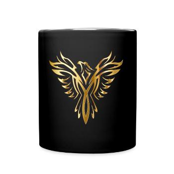 Bird phoenix wing gold - Full Colour Mug - black - Front