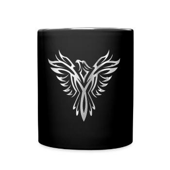 Vogel Phönix Flügel silber - Tasse einfarbig - Schwarz - Vorne