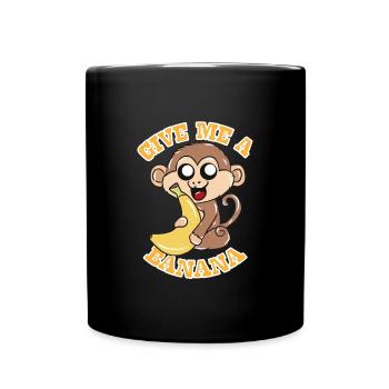 Affe Banane - Tasse einfarbig - Schwarz - Vorne