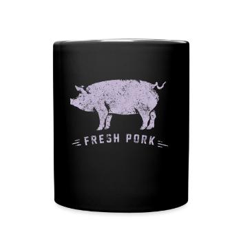 Schweine Schweinefleisch Farm - Tasse einfarbig - Schwarz - Vorne