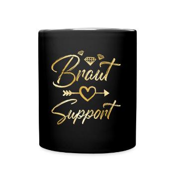 support de mariée coeur diamant or - Mug uni - noir - Devant