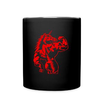 unicorn einhorn bodybuilding - Tasse einfarbig - Schwarz - Vorne