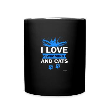 Swimming water sport cat holiday gift - Full Colour Mug - black - Front