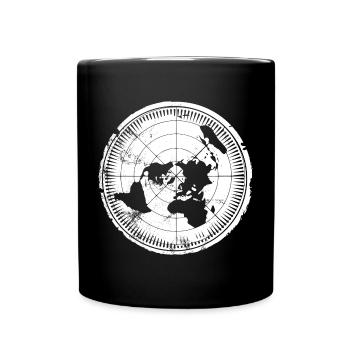 Flache Erde Karte - Flat Earth Map - Full Colour Mug - black - Front