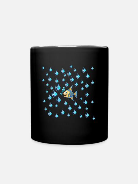 Gegen den Strom | Fische | Anti-Shirt - Tasse einfarbig - Schwarz