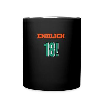 Geburtstag Geschenk zum 18. Geburtstag - Tasse einfarbig - Schwarz - Vorne