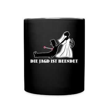 Junggesellinnenabschied Hochzeitsfeier Polterabend - Tasse einfarbig - Schwarz - Vorne