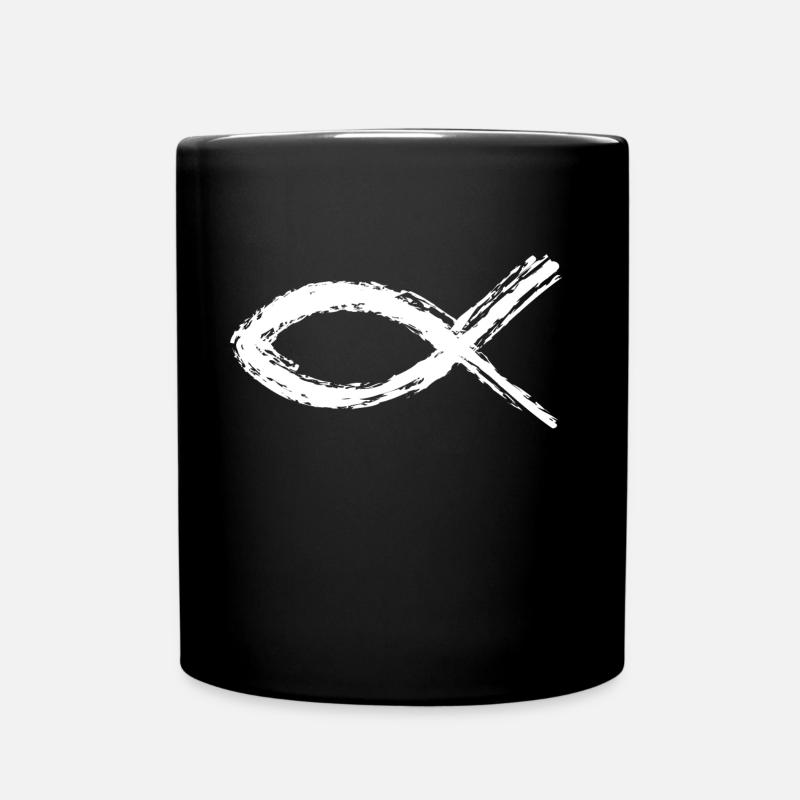 jesus fisch symbol - Tasse einfarbig - Schwarz