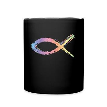 symbole de poisson de jésus coloré - Mug uni - noir - Devant