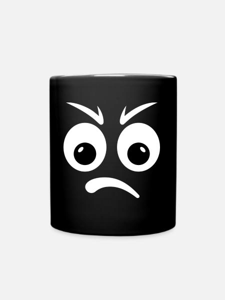 mad emoticon! - Full Colour Mug - black