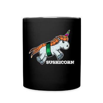 Sushi Einhorn Japan Essen Japanisch Lieblingsessen - Tasse einfarbig - Schwarz - Vorne