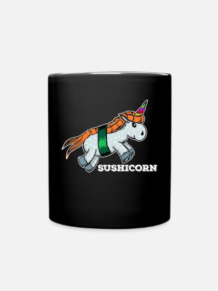 Sushi unicorn japan food japanese favorite food - Full Colour Mug - black