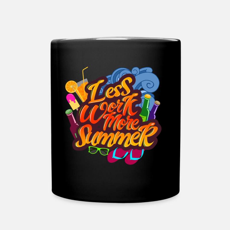 Less work more summer - Full Colour Mug - black