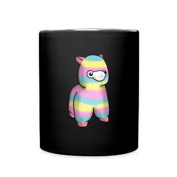 Regenbogen Alpaka Llama Kuscheltier Lama - Tasse einfarbig - Schwarz - Vorne