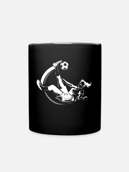 fussballerin fallrückzieher - Tasse einfarbig - Schwarz