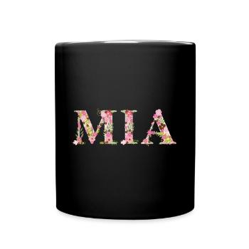 Mia Name First Name Floral Floral Pink Baby Gift - Full Colour Mug - black - Front