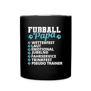 Fussball Papa | Geschenk Sport WM EM - Tasse einfarbig - Schwarz - Vorne