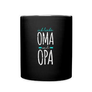 Ich liebe Oma und Opa - Tasse einfarbig - Schwarz - Vorne