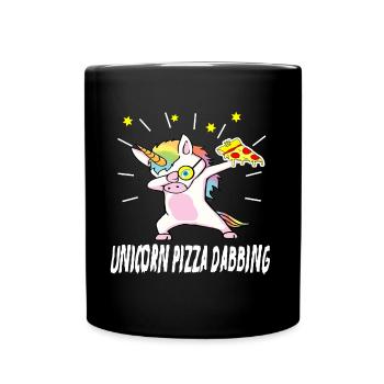 unicorn dab licorne pizza idée de cadeau - Mug uni - noir - Devant