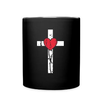 kreuz symbol herz - Tasse einfarbig - Schwarz - Vorne
