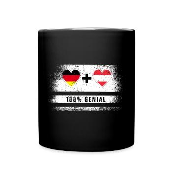 Deutschland und Österreich 100% genial / Geschenk - Tasse einfarbig - Schwarz - Vorne