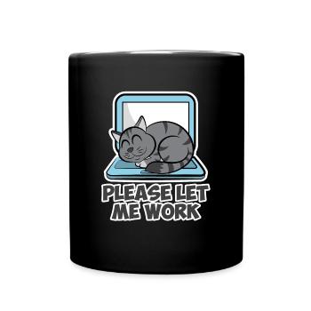 Katze Laptop Computer Let me work Damen Herren - Tasse einfarbig - Schwarz - Vorne