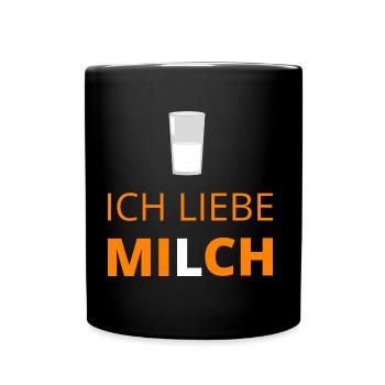 Ich liebe Milch - Tasse einfarbig - Schwarz - Vorne