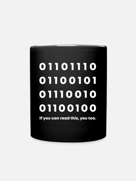 Nerd im Binärcode - Tasse einfarbig - Schwarz