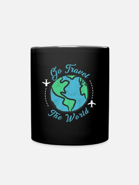 Traveling the world - go travel the world! - Full Colour Mug - black