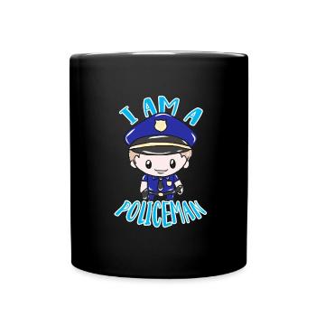 I Am a Policeman Cartoon - Full Colour Mug - black - Front