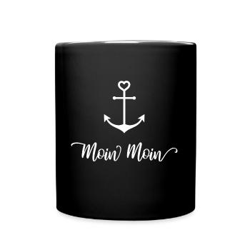 Moin Moin - Tasse einfarbig - Schwarz - Vorne