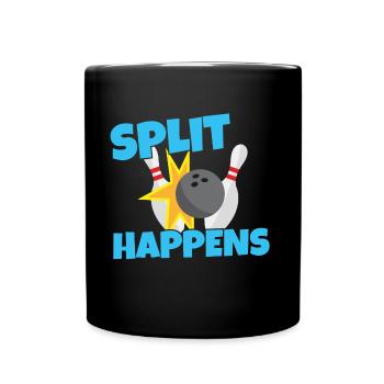 Bowling Split Happens - Sport Ball Geschenk - Tasse einfarbig - Schwarz - Vorne
