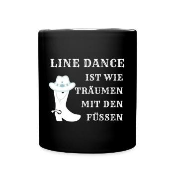 Line Dance ist wie Träumen mit den Füßen - Tasse einfarbig - Schwarz - Vorne