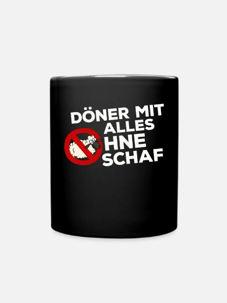 Döner Kebab Kebap Schaf Scharf Spruch Lustig - Tasse einfarbig - Schwarz