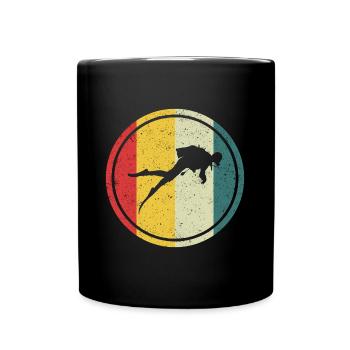 Tauchen Taucher Meer Diver Tauchsport Silhouette - Tasse einfarbig - Schwarz - Vorne