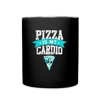 Pizza Spruch Cardio - Tasse einfarbig - Schwarz - Vorne