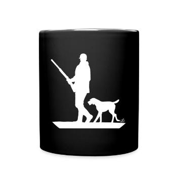 Chasseur avec chien à l'affût - Mug uni - noir - Devant