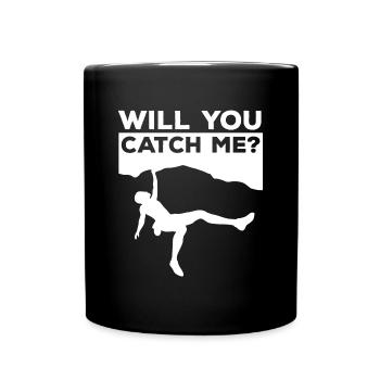 Boulder climbing saying mountaineer rock wall sports - Full Colour Mug - black - Front