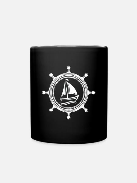 Segelboot Schiff Kapitän Steuerrad segeln - Tasse einfarbig - Schwarz