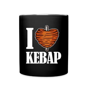 Ich Liebe Kebap Döner Kebab Herz Spruch Lustig - Tasse einfarbig - Schwarz - Vorne