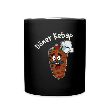 Döner Kebap Kebab Grillfleisch Spieß Essen Lustig - Tasse einfarbig - Schwarz - Vorne
