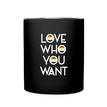 Love who you want LGBT Bear Gay Pride Bear CSD - Full Colour Mug - black - Front