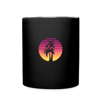 Vintage 90er 80er Retro Palme Strand Sonne Sommer - Tasse einfarbig - Schwarz - Vorne