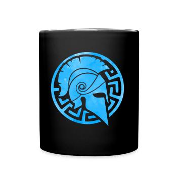 Spartan helmet symbol blue - Full Colour Mug - black - Front