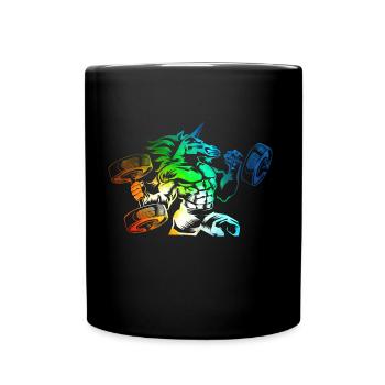 unicorn workout bunt - Tasse einfarbig - Schwarz - Vorne