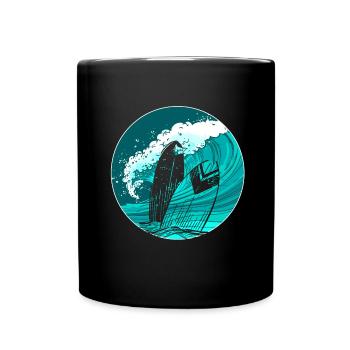 Surfbrett Surfen Surfer Welle - Tasse einfarbig - Schwarz - Vorne